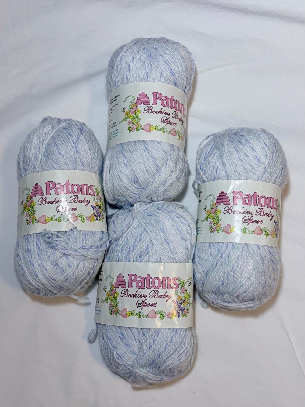 Patons Beehive Baby Sport Light Blue and White Yarn
